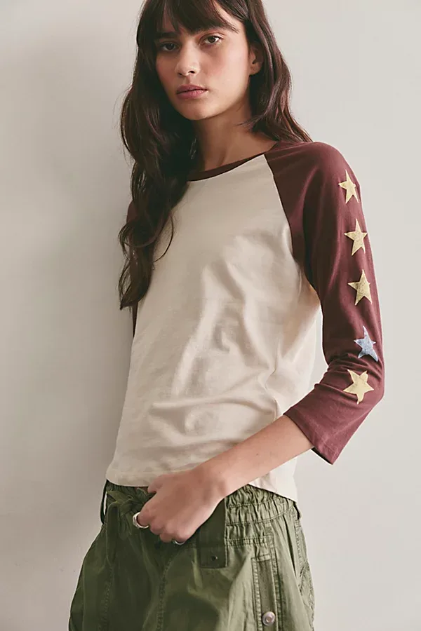Star Raglan Sleeve Baseball Tee by Daydreamer