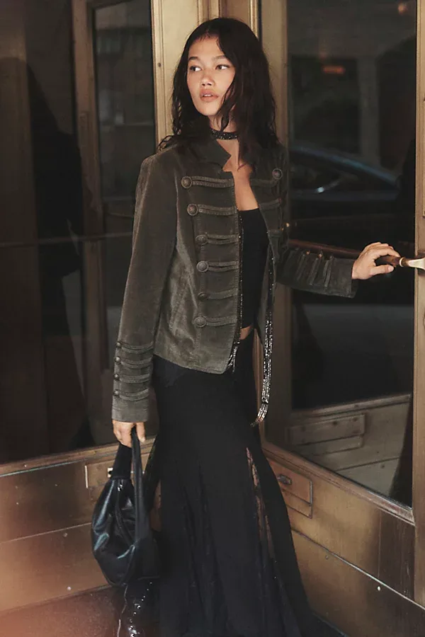 Fitted Velvet Military Jacket by Free People