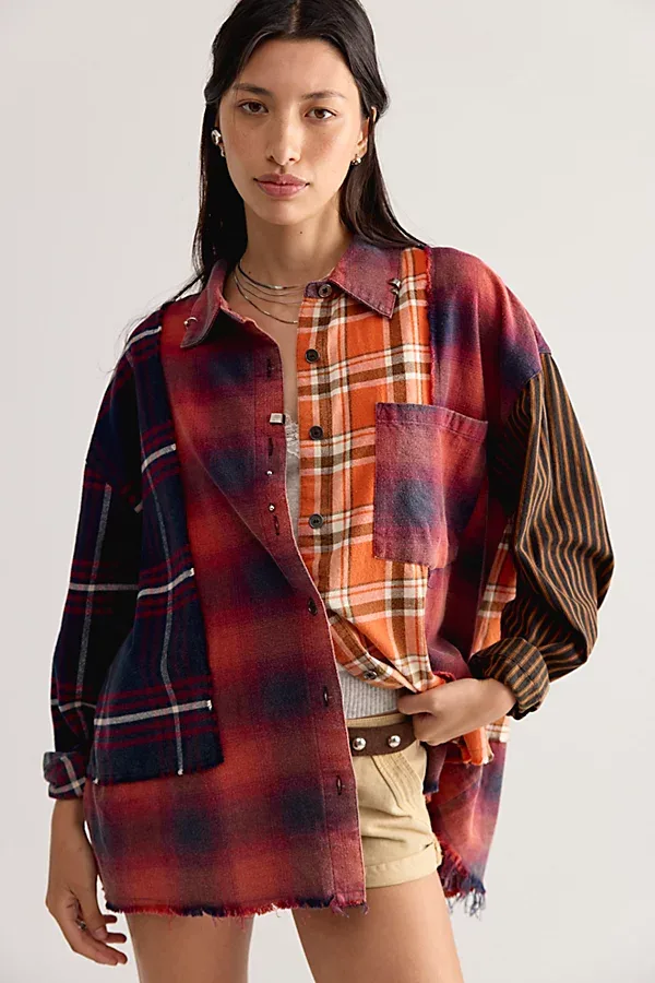 Reworked Pierced Flannel Button Down by The Tales
