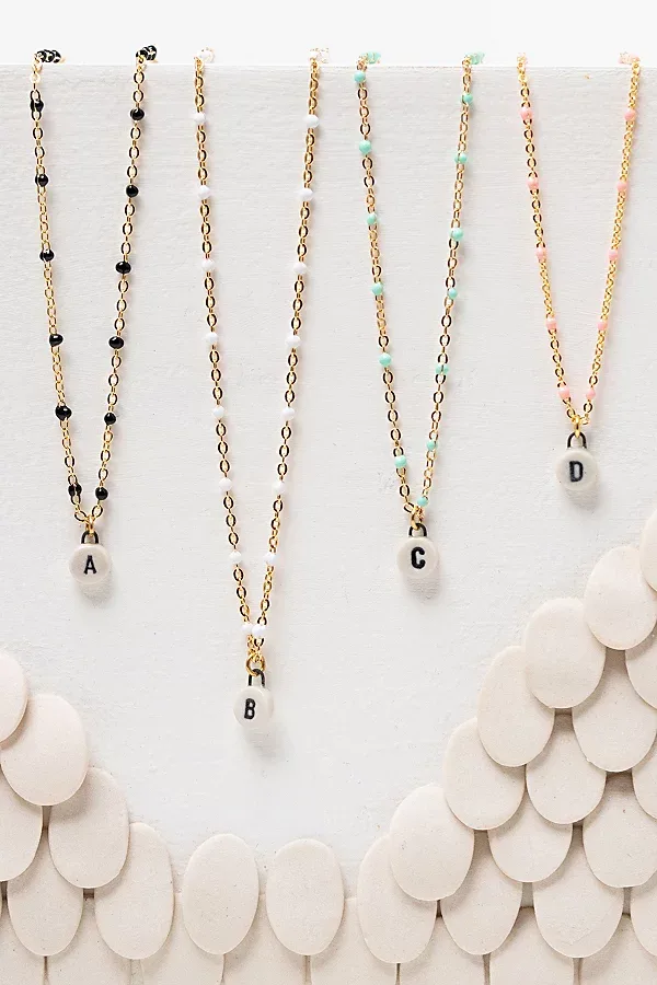White Mini Letter Necklace by Twenty Two West
