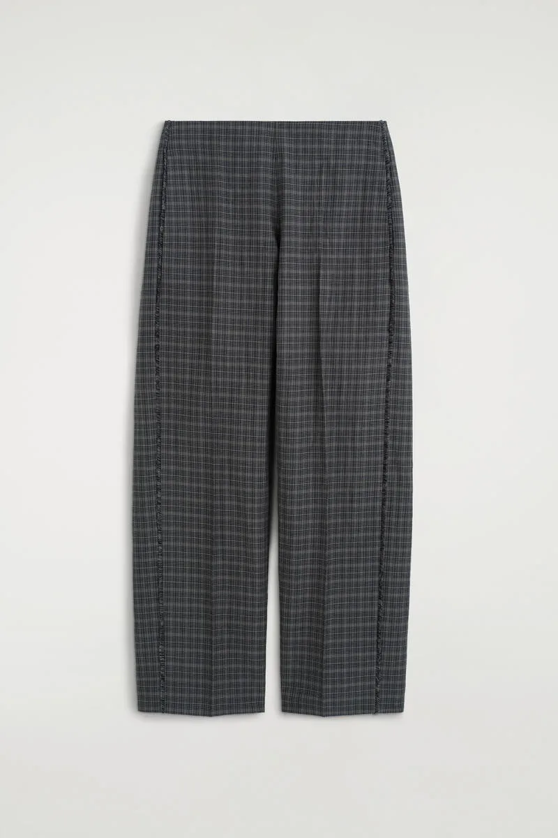 Fringed Checked Linen-Cotton Pants by COS