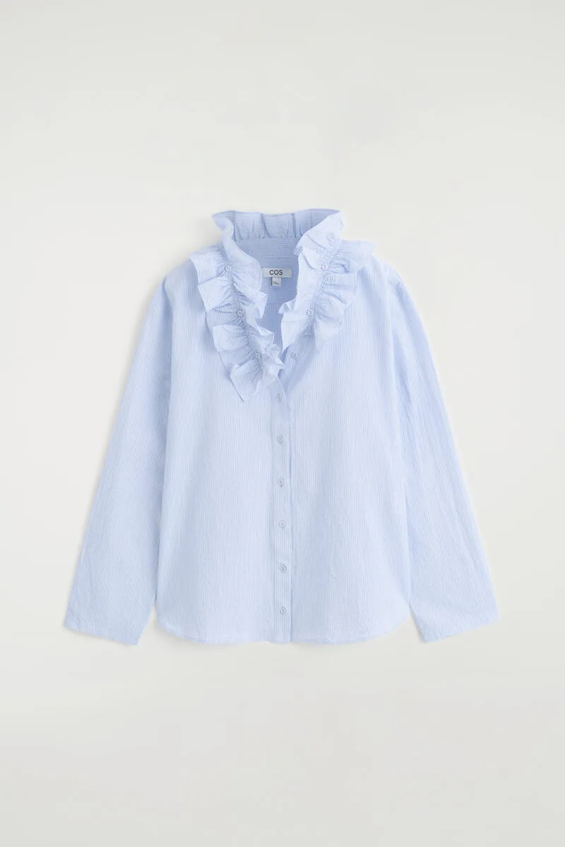 Ruffle-Collar Seersucker Blouse by COS