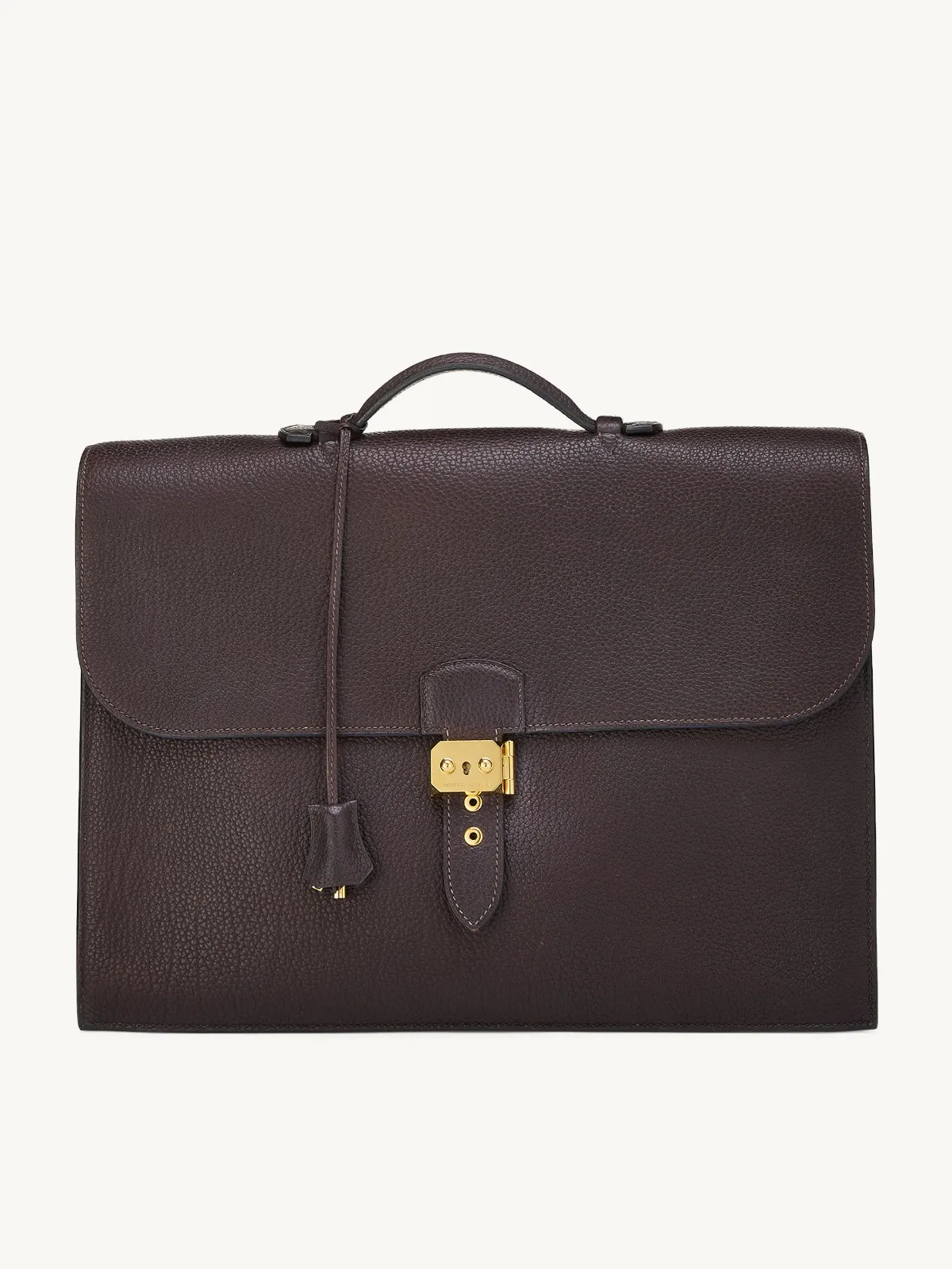 Hermès Havane Fjord Sac à Dépêches Briefcase by What Goes Around Comes Around