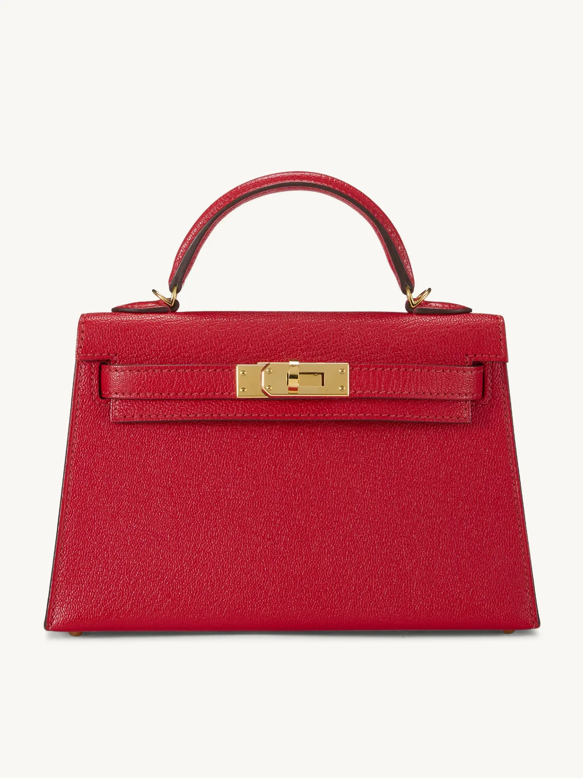 Hermès Rouge De Coeur Chèvre Kelly Sellier Bag, 20cm