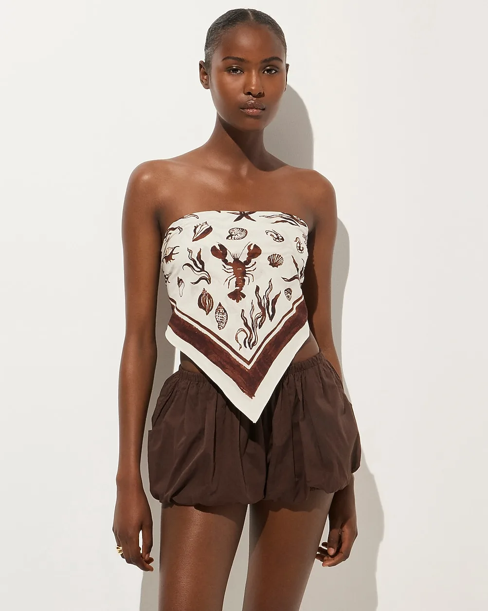 Bandana Top in Lobster & Seashell Print by J.Crew