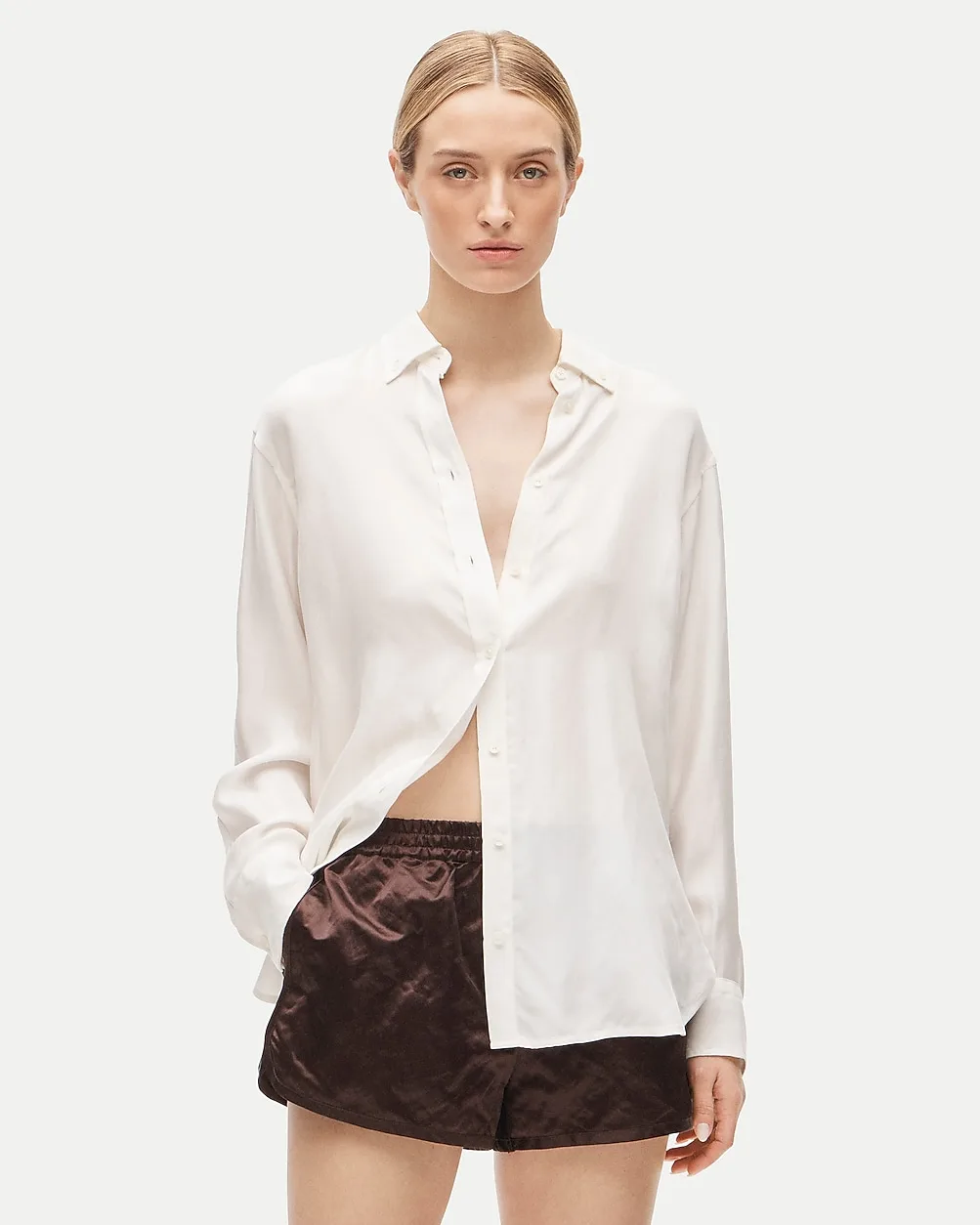 Esme Button-Up Shirt in Cupro Blend by J.Crew