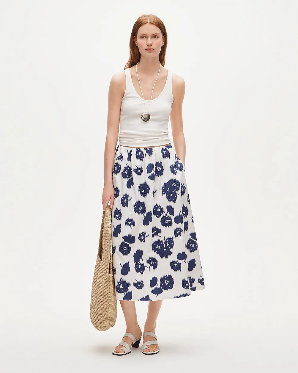 Beckett Embellished Midi Skirt in Blurred Floral Print by J.Crew