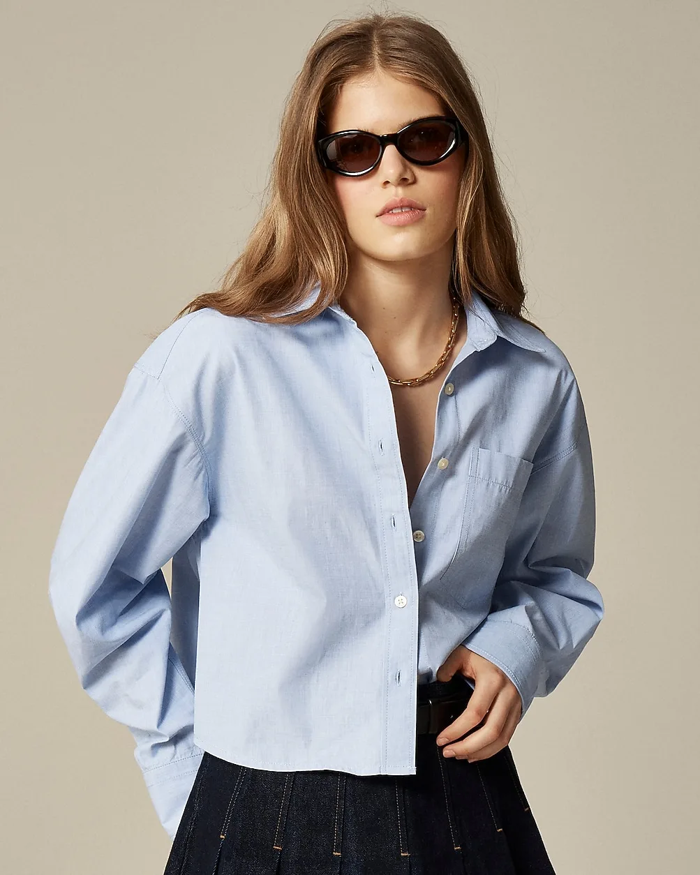 Étienne Cropped Button-Up Shirt in Cotton Poplin by J.Crew