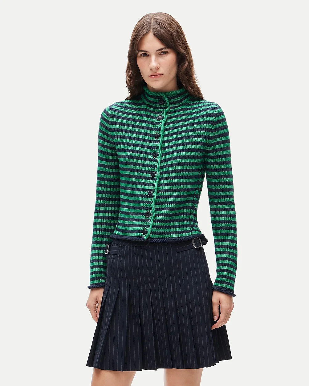 Rollneck™ Reversible Cardigan in Stripe