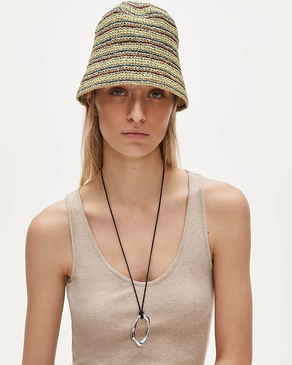 Handcrocheted Straw Hat in Stripe by J.Crew