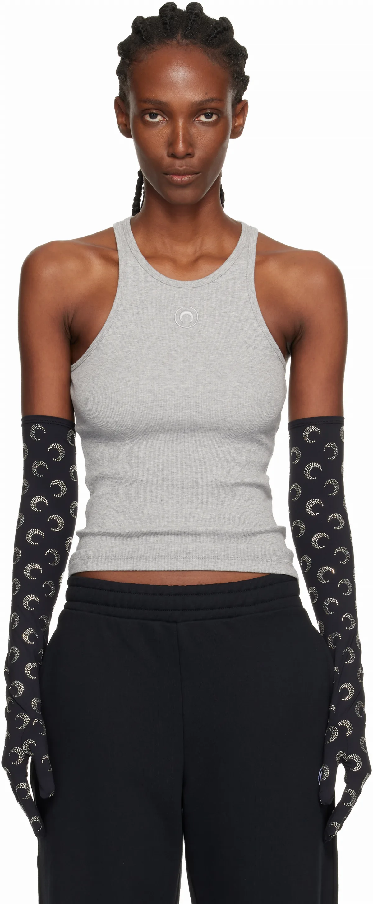 Gray Moon Logo Ribbed Jersey Tank Top
