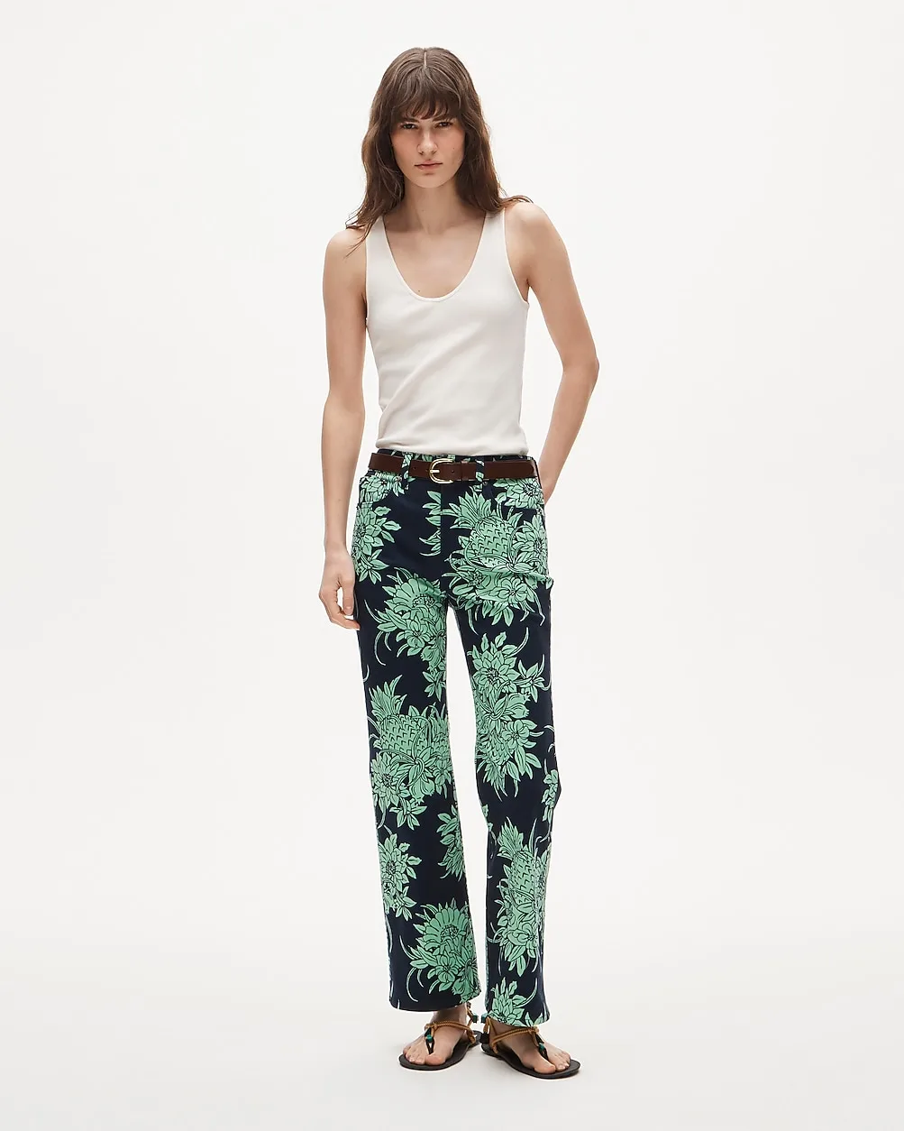 Charley Kickout Cropped Jean in Pineapple Garden Print by J.Crew