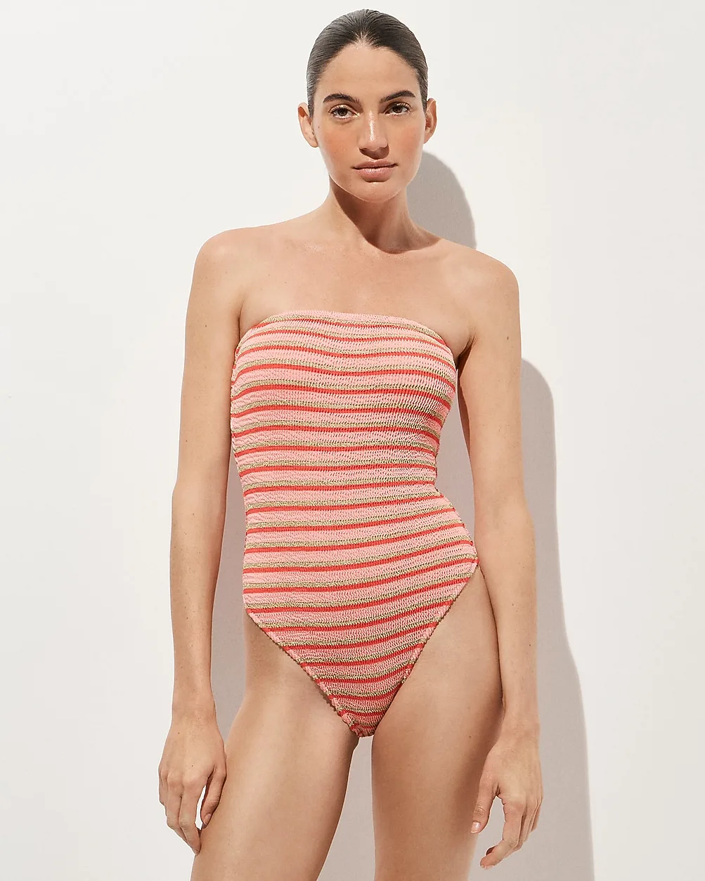 Gemma Bandeau Scrunchie One-Piece in Metallic Stripe