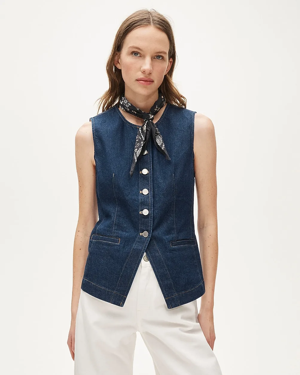 Essential Cutaway Vest in Denim by J.Crew