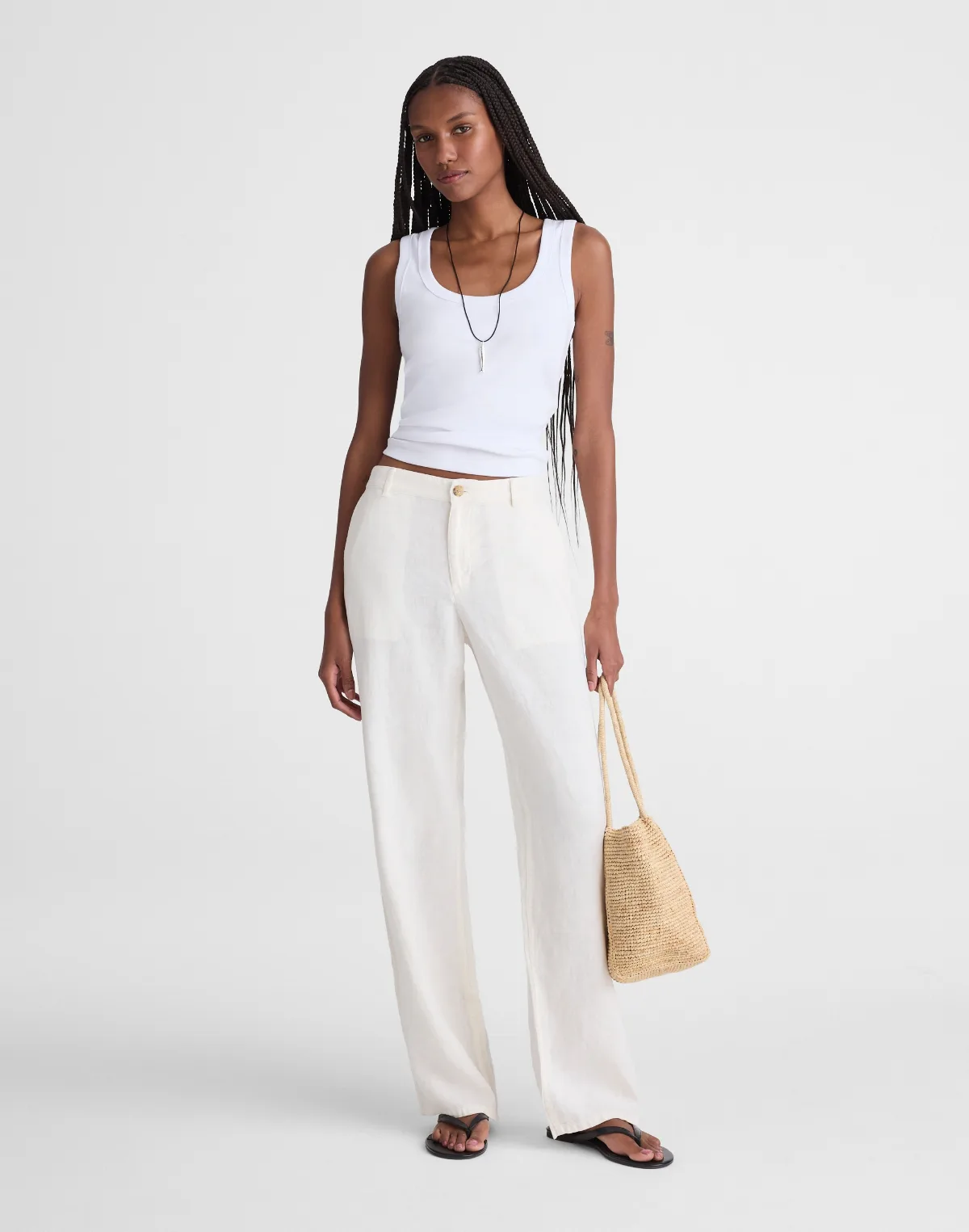 The Short Zoe Relaxed Straight Pant in 100% Linen by MW
