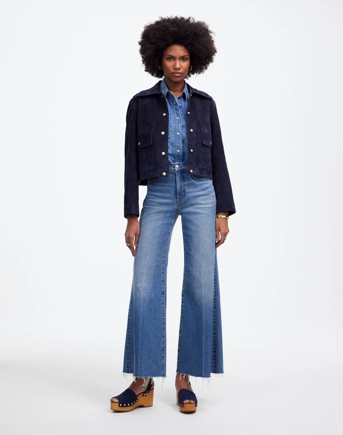 Flared Wide-Leg Crop Jeans by MW