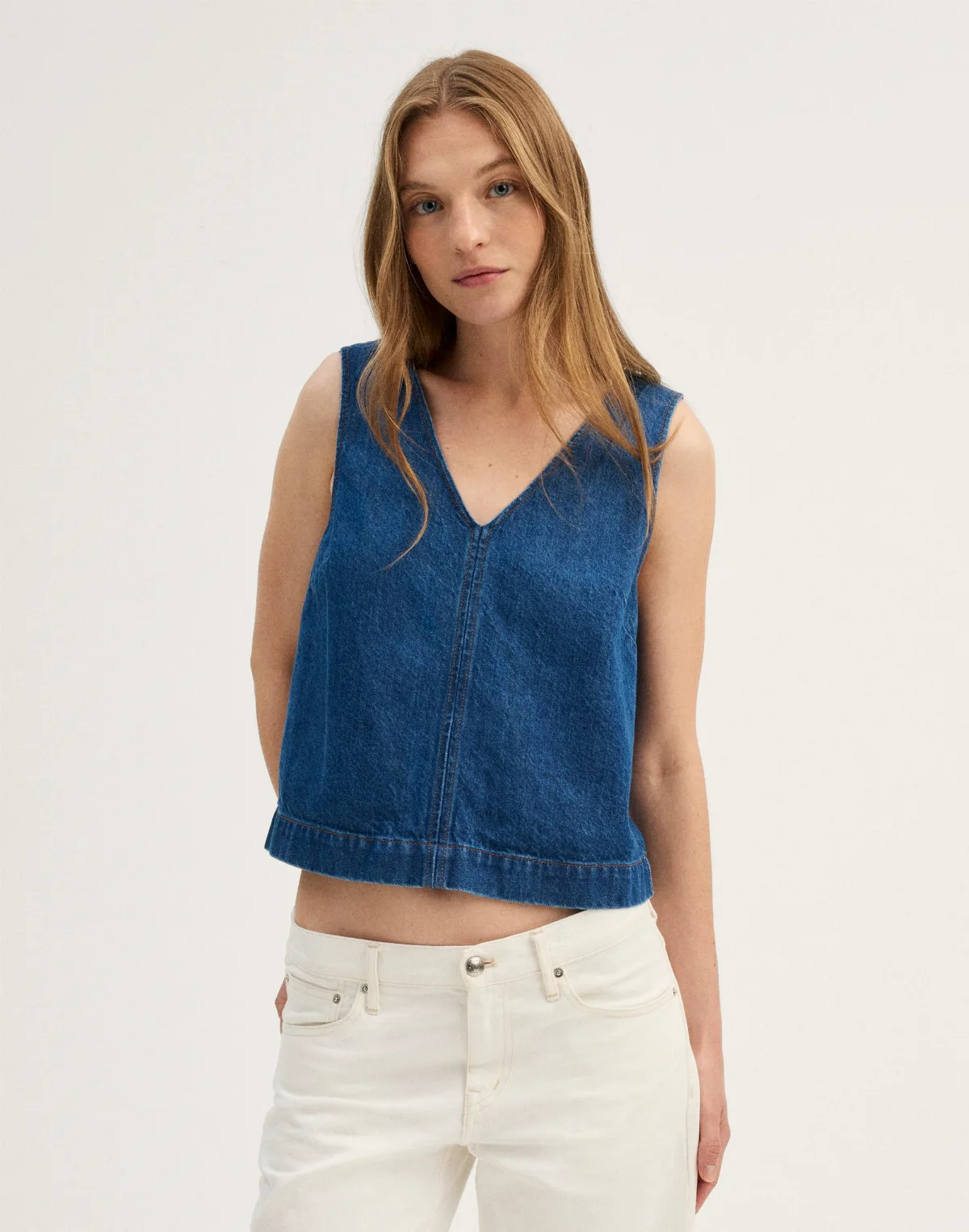 Denim V-Neck Shell Top by MW