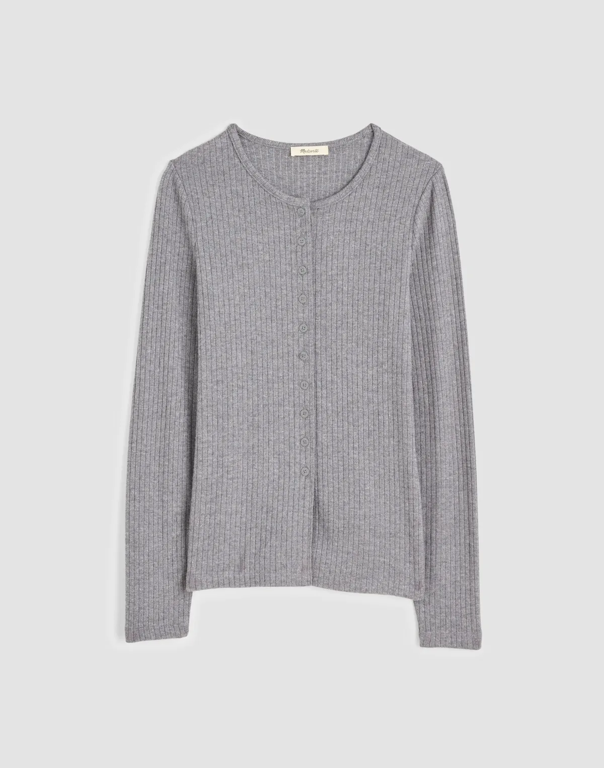 Textural Cutaway Crewneck Cardigan by MW