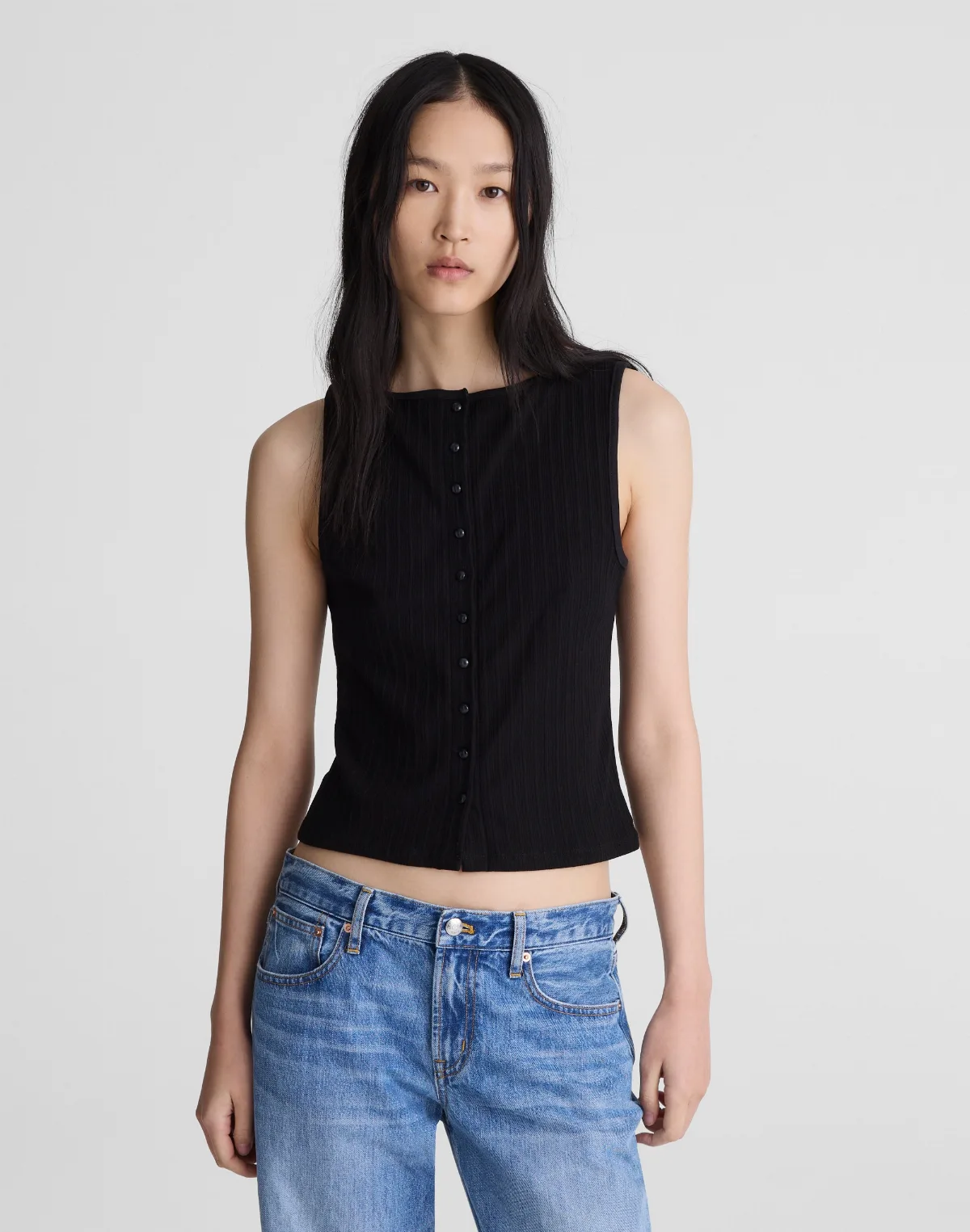 Ribbed Crewneck Shell Top by MW