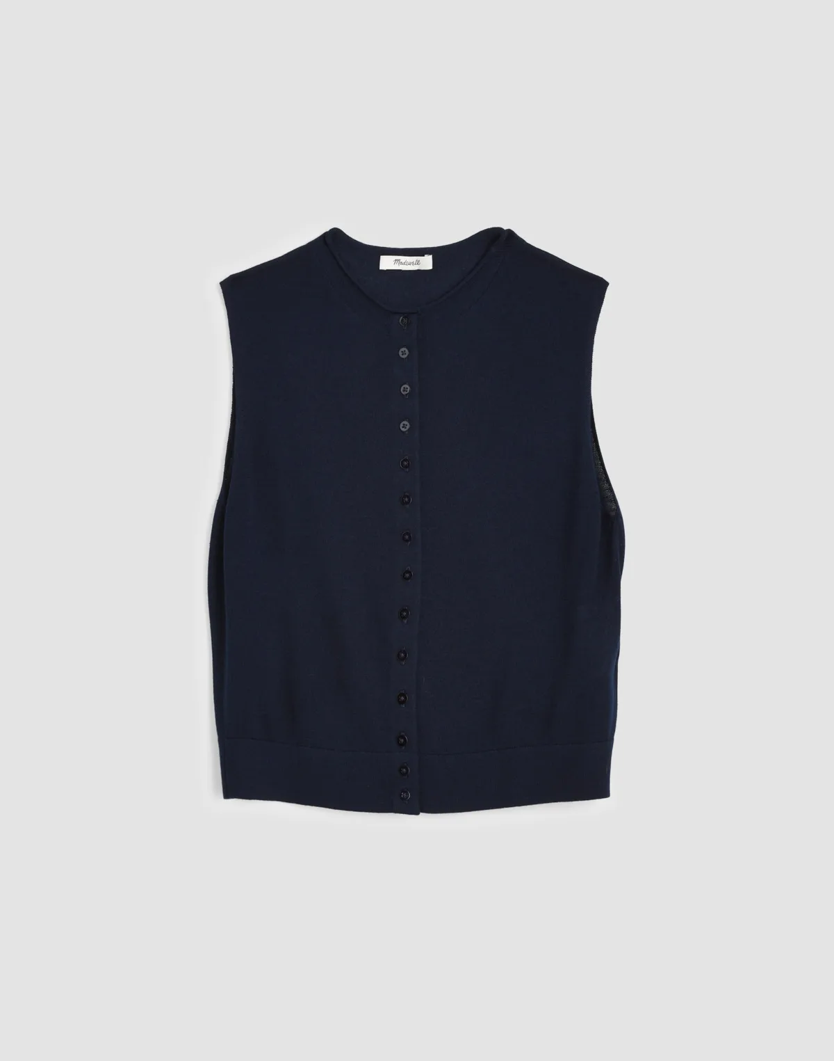 Button-Front Sleeveless Cardigan
