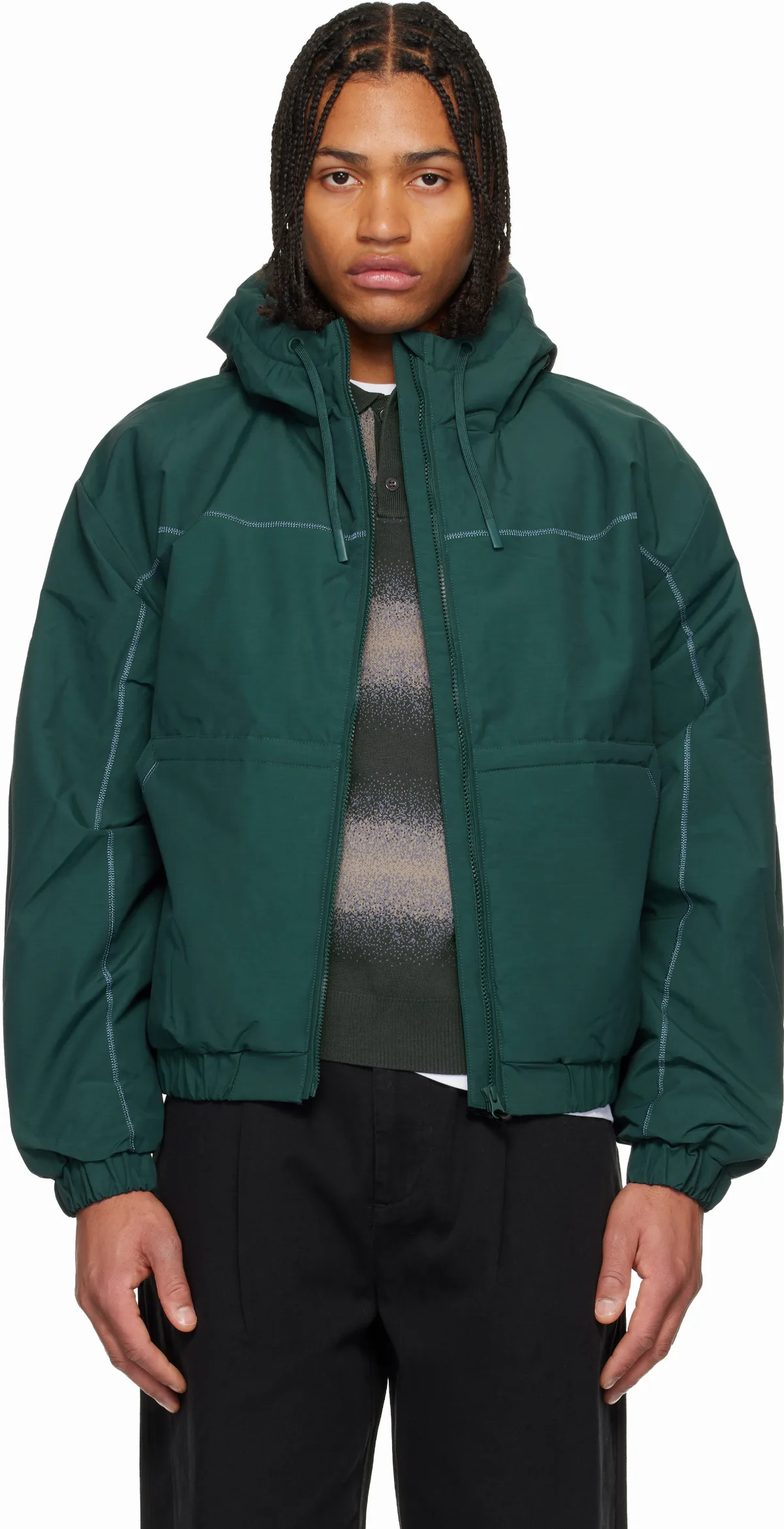 Green Quilted Ripstop Puffer Jacket
