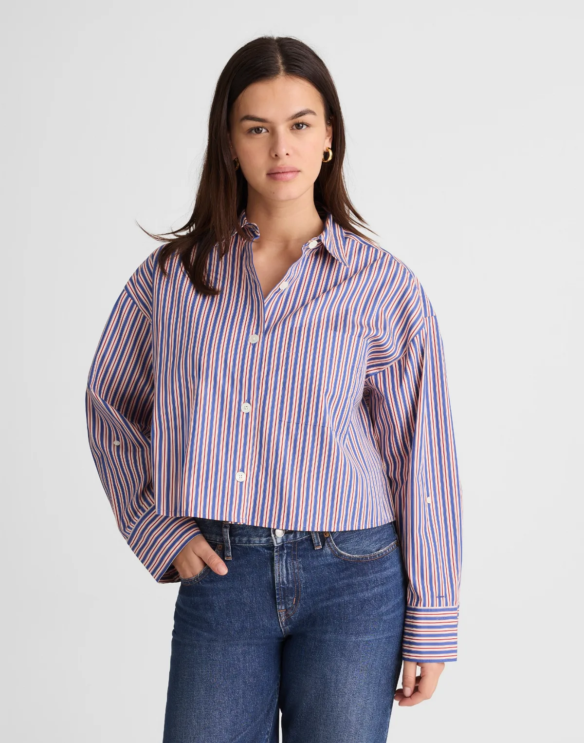 Straight-Hem Shirt in Poplin