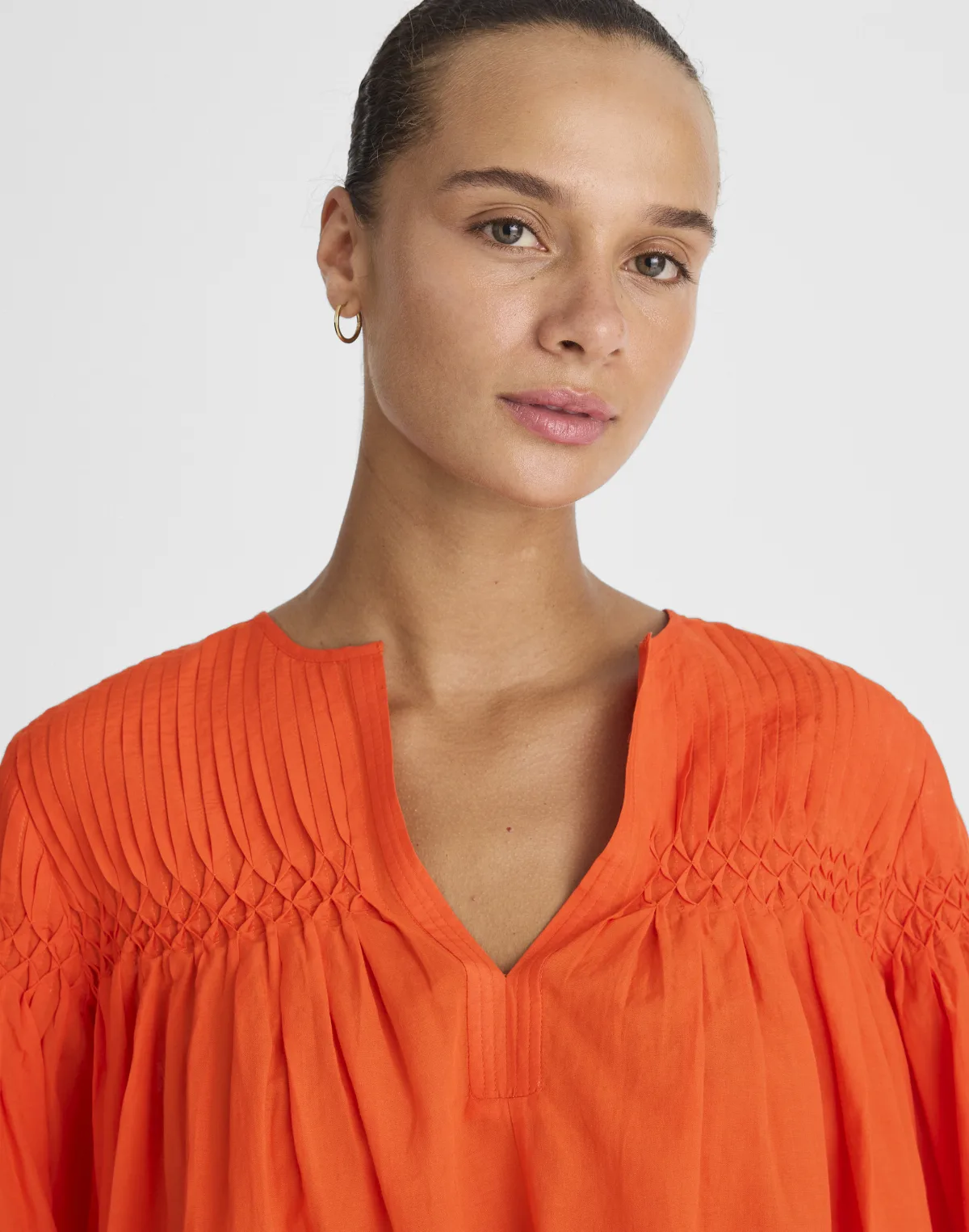 Pintucked Flutter-Sleeve Top by MW