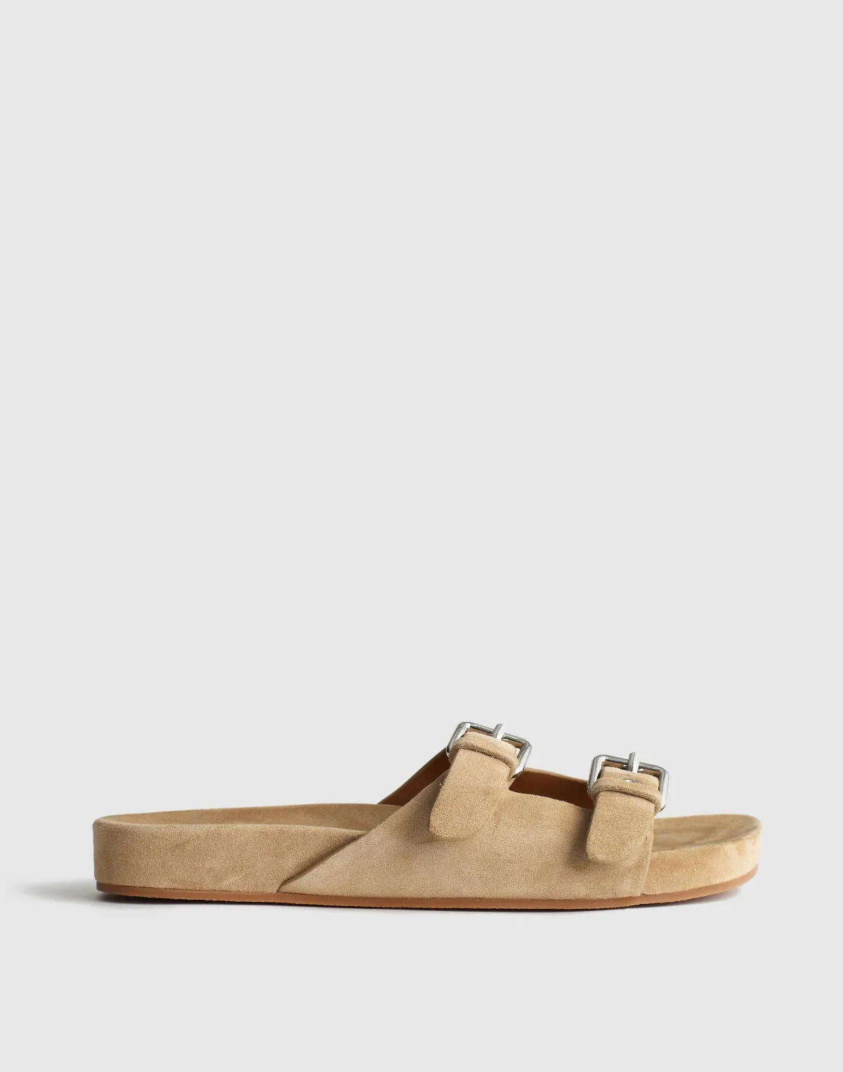 The Cambrea Double-Buckle Sandal in Suede by MW