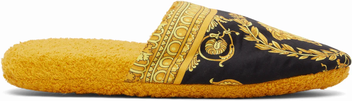 Gold & Black'I Heart Baroque' Slippers