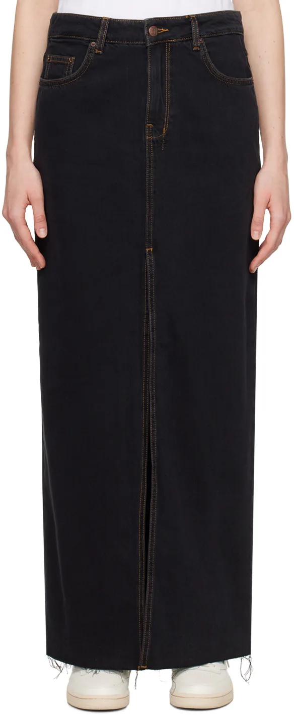 Black Kara Denim Maxi Skirt
