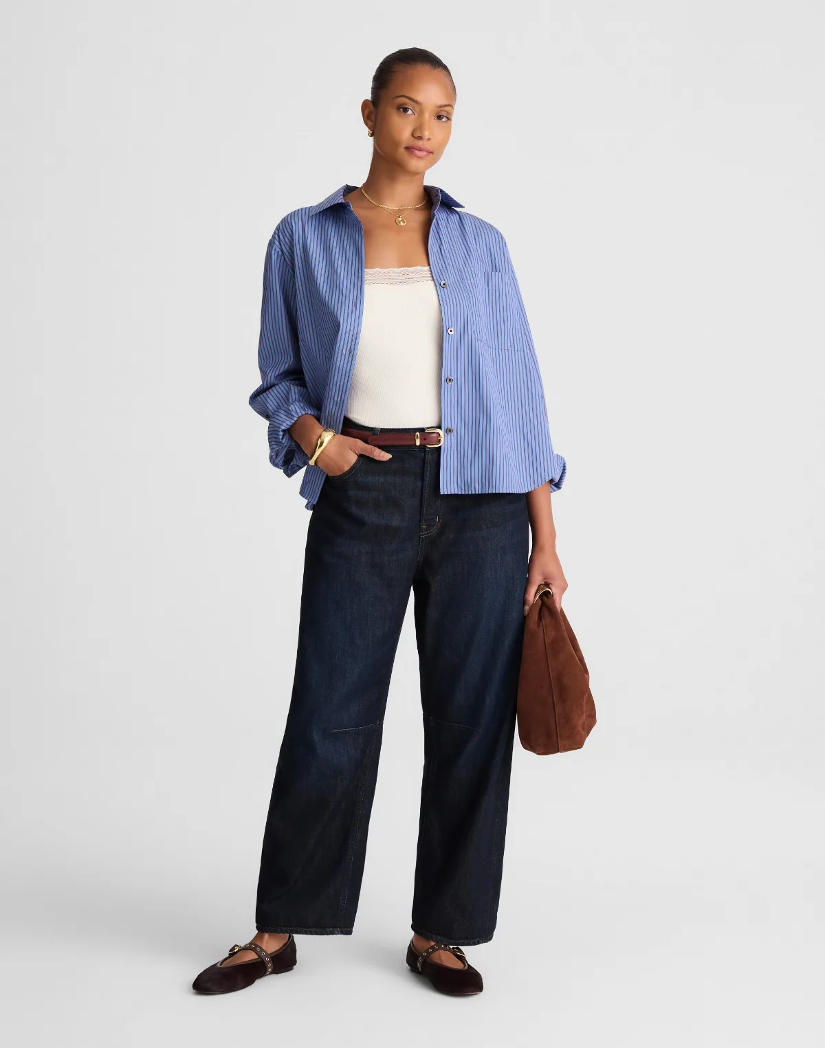 The Curvy Darted Barrel-Leg Jean in SoftDrape by MW