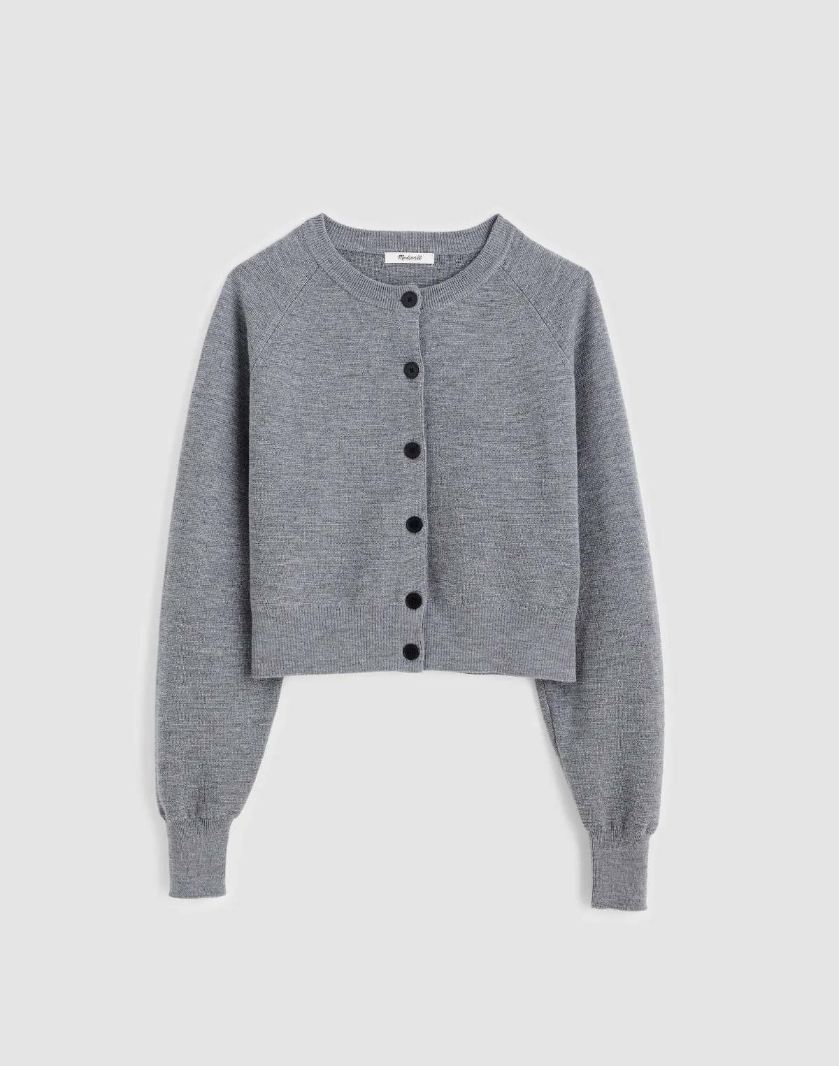 Raglan-Sleeve Cropped Cardigan in Merino Wool by MW