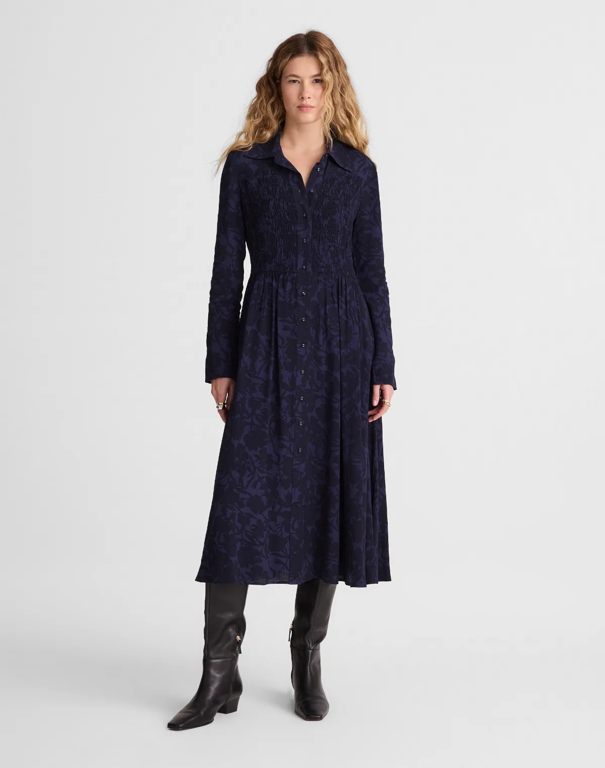 Smocked Midi Shirtdress by MW