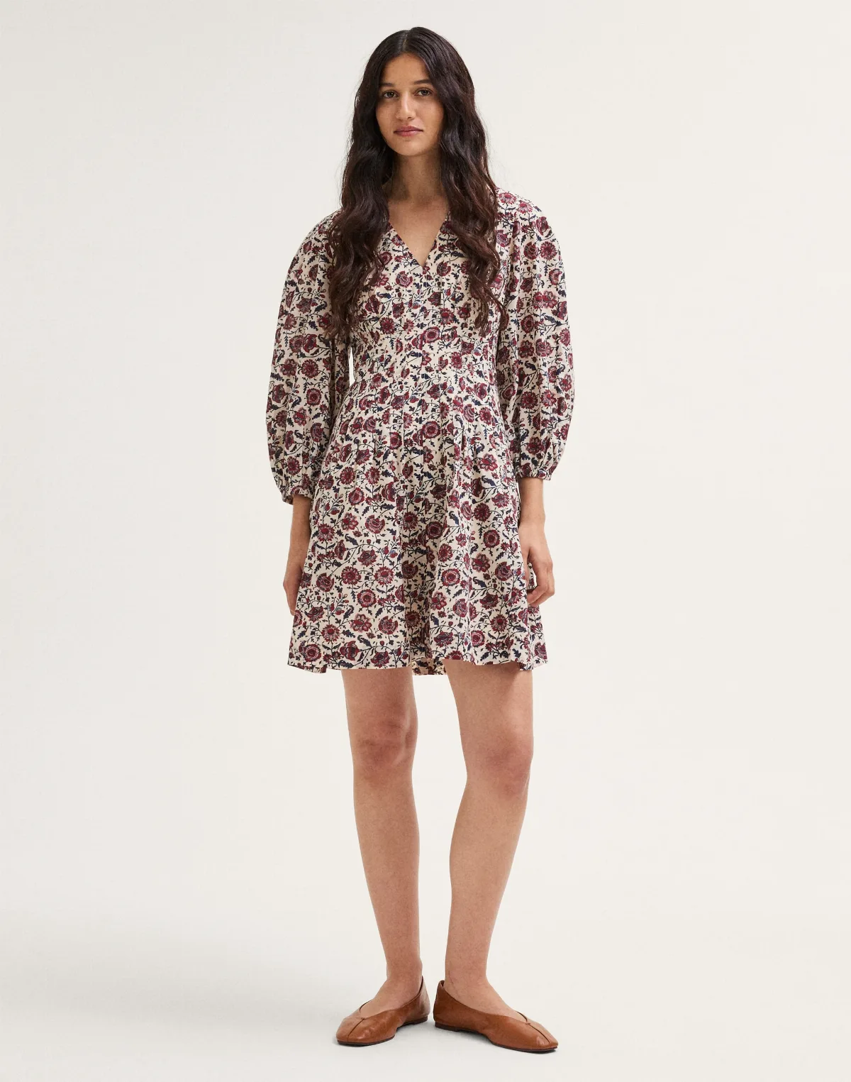 V-Neck Pintuck Mini Dress by MW