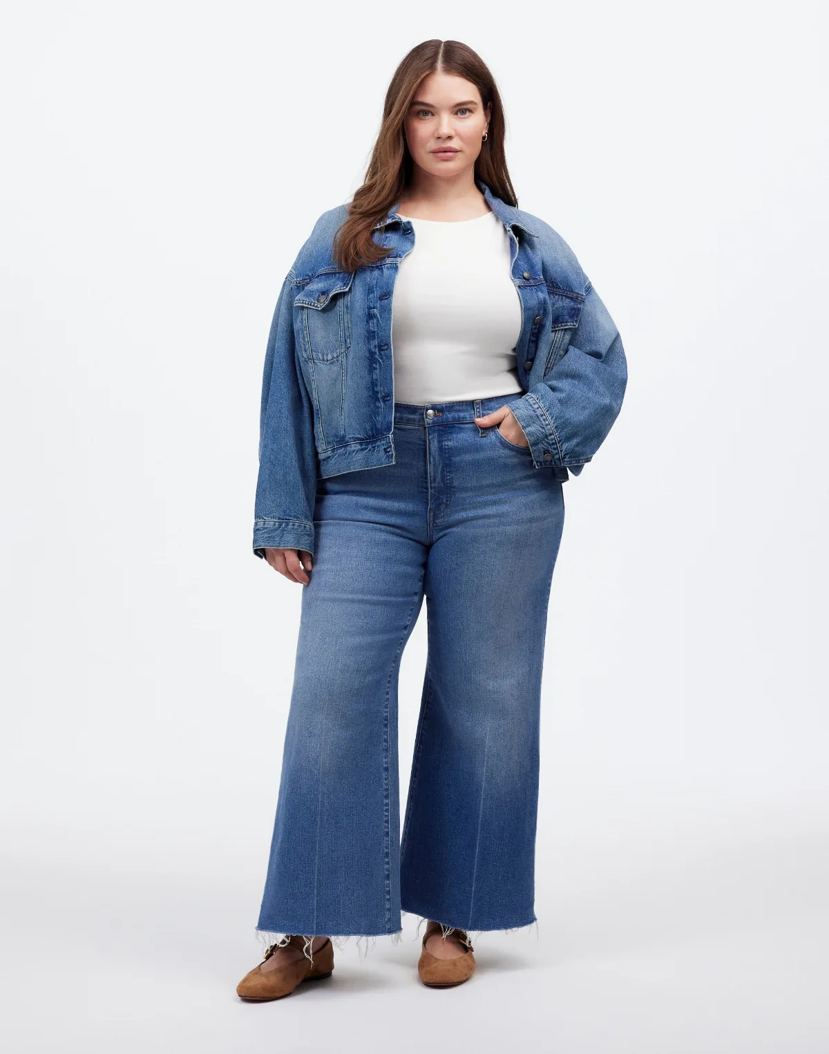 Flared Wide-Leg Crop Jeans by MW