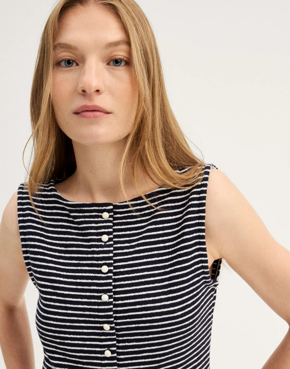 Sleeveless Boatneck Vest Top - Canvas by MW