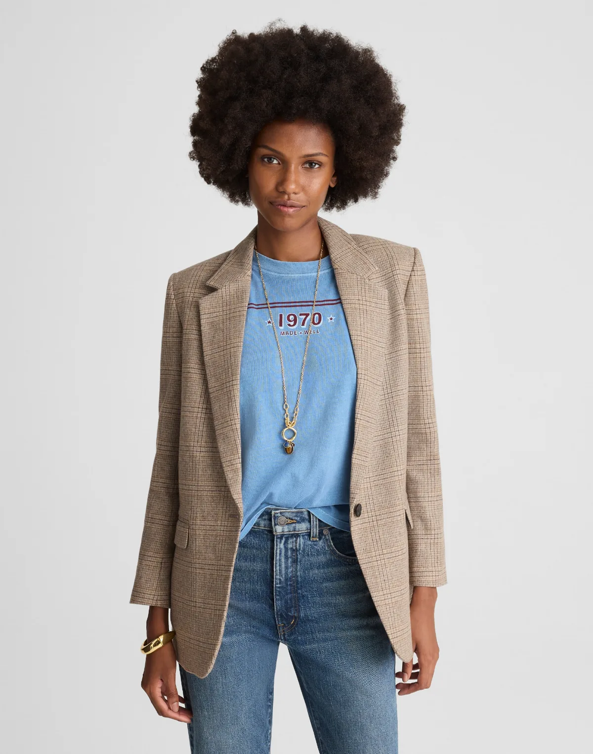 The Mercer Relaxed Blazer in Plaid by MW