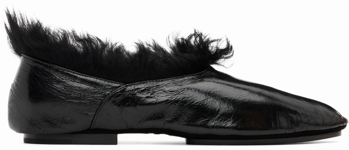 Black Deerskin Slippers by Jil Sander