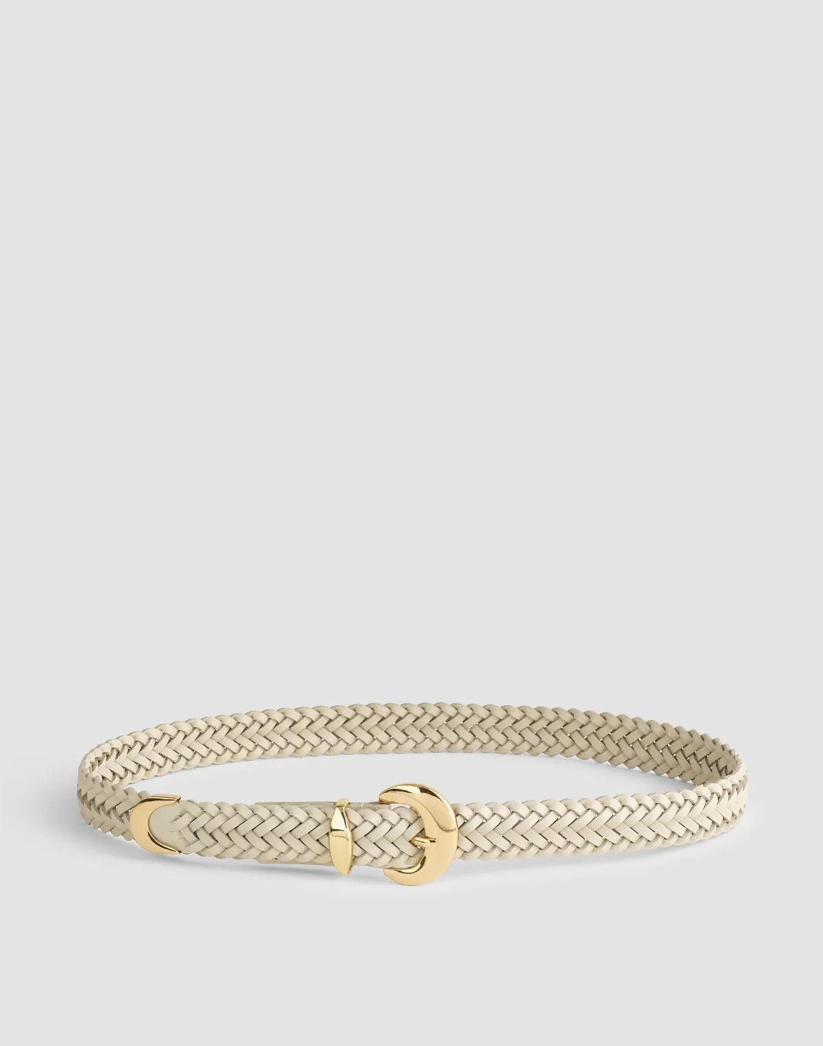 Domed-Buckle Wide Belt in Woven Leather by MW