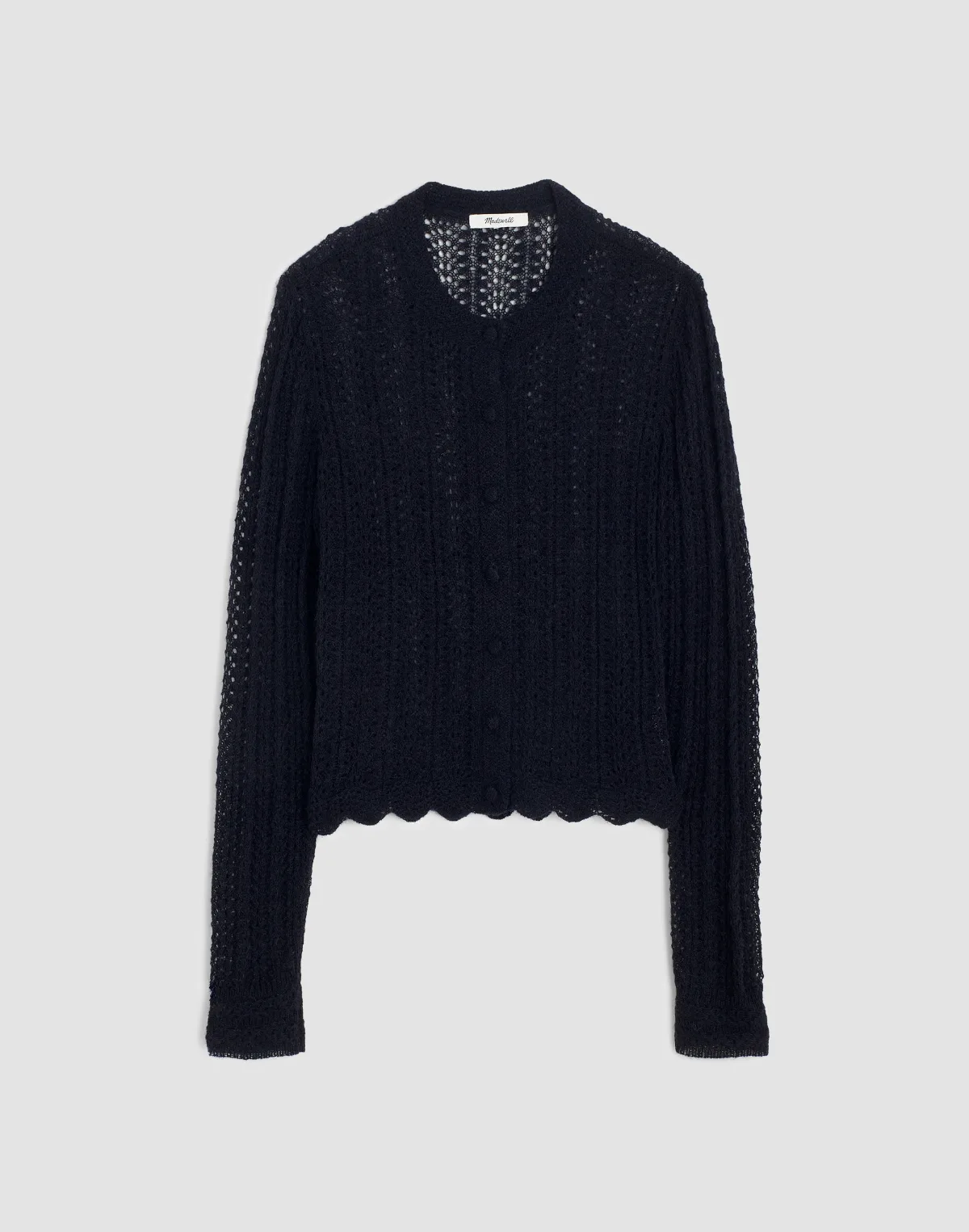 Pointelle-Stitch Cardigan in Alpaca Blend
