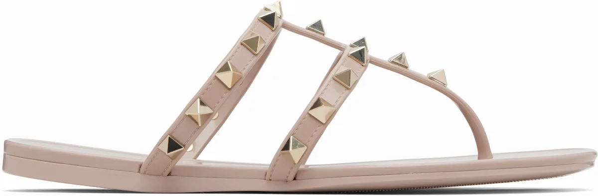 Taupe Rockstud Thong Sandals