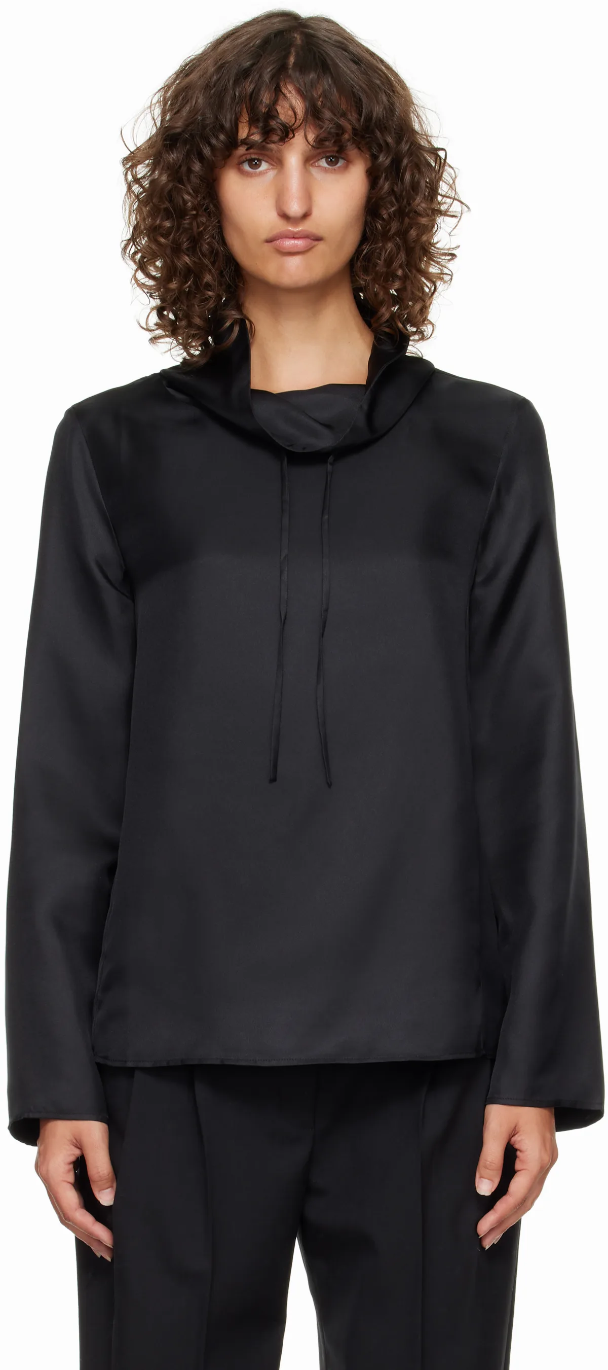 Black Cyna Silk Blouse