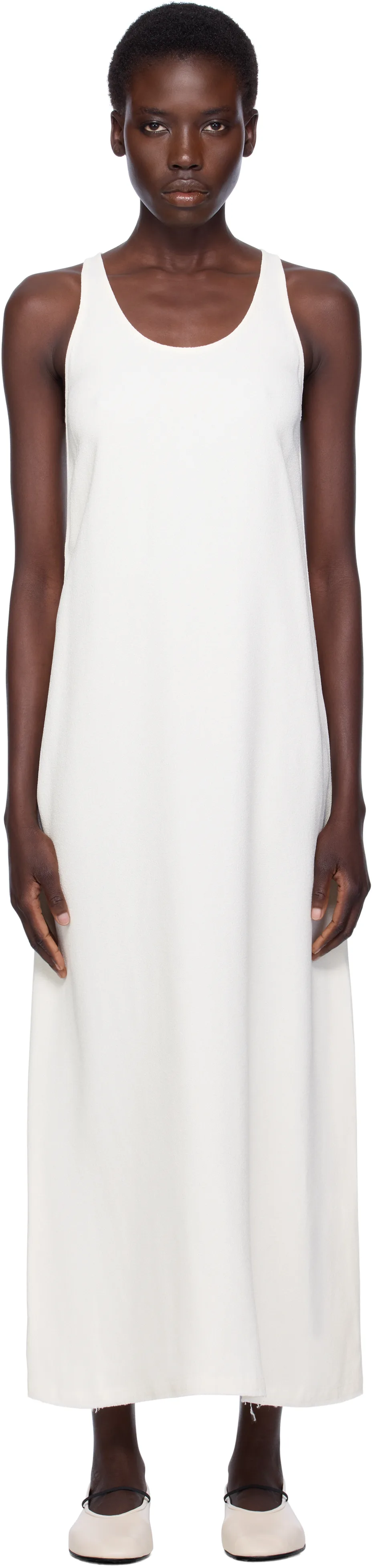Off-White Scoop-Neck Sablé Midi Dress