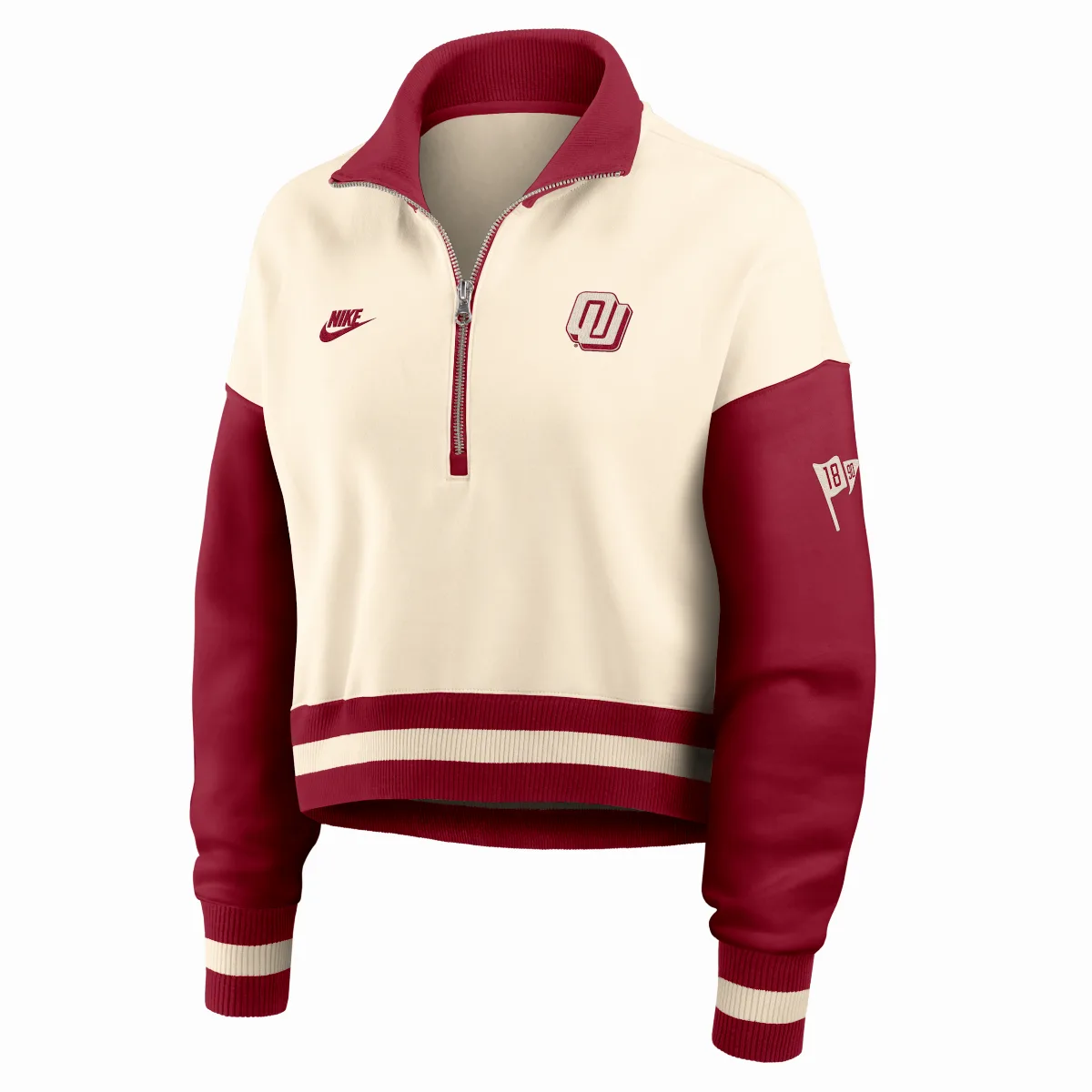 Oklahoma Legacy College Cropped Oversized 1/4-Zip Crew by Nike