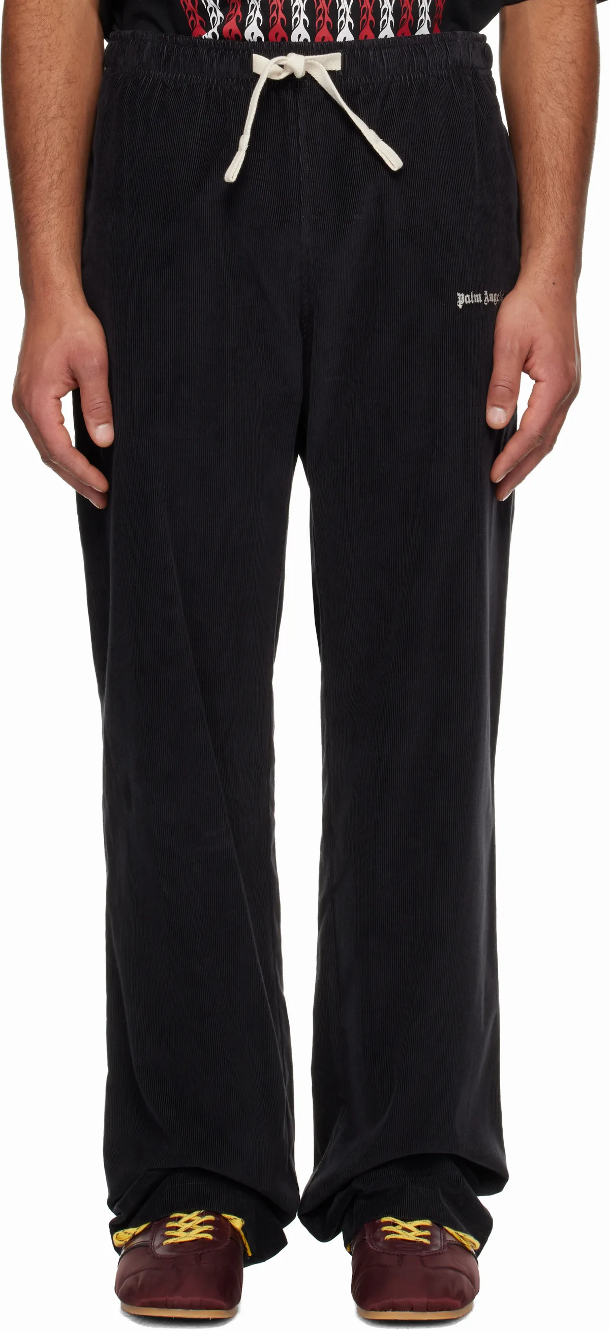 Black Classic Logo Cord Travel Trousers