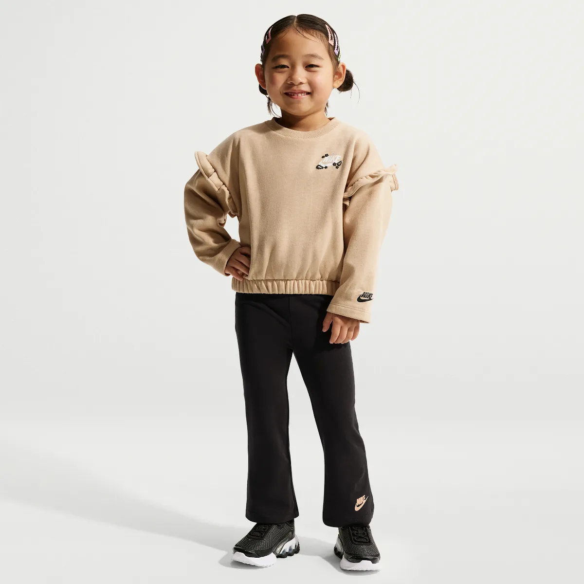 Ruffle Crew and Flared Leggings Set by Nike