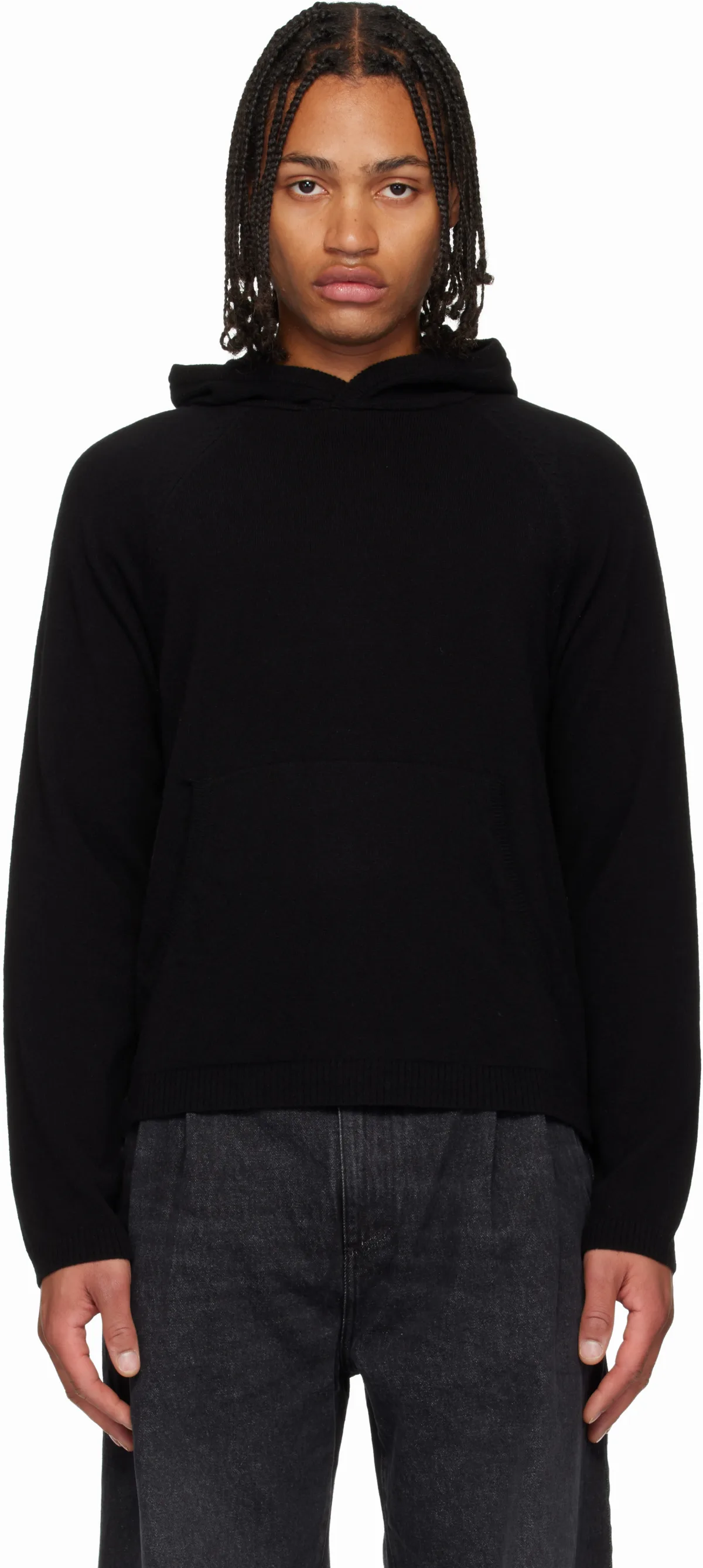Black Knitted Hoodie