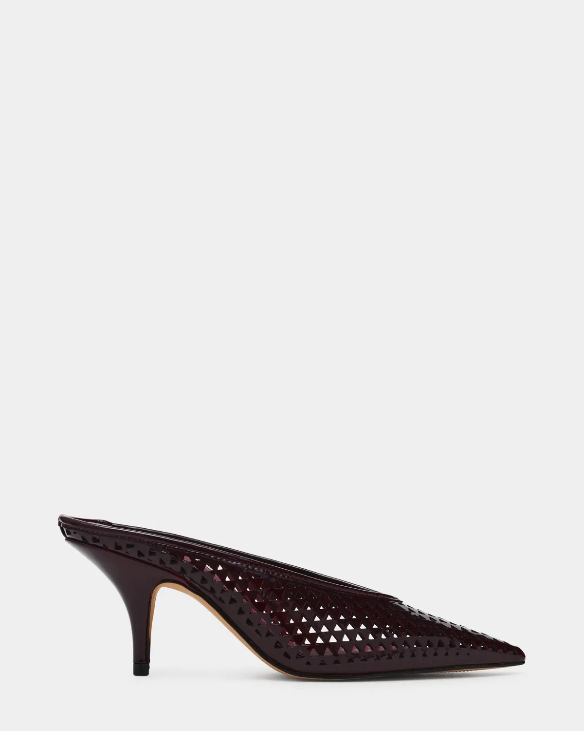 Fonza Perforated Dark Cherry Mule Heels - Leather by Steve Madden