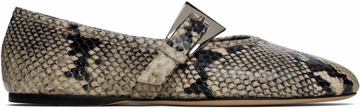 Khaki Sveva Buckle Ballerina Flats