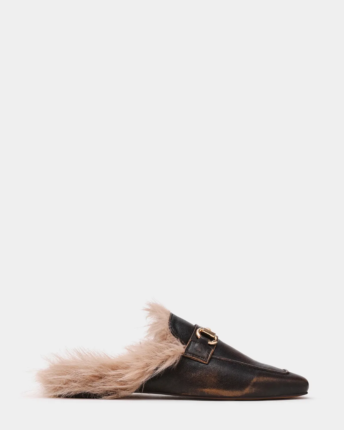 Romeo Faux Fur Slip-On Flats - Leather
